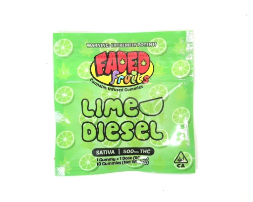 Faded Fruits Gummies Lime Diesel -500 mg THC